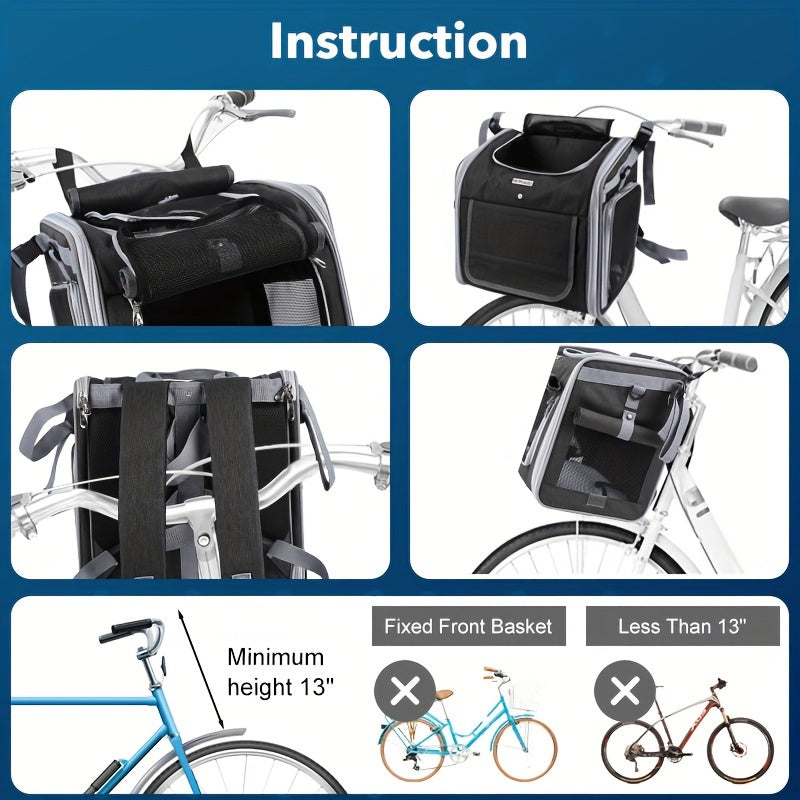PawRide Fietsmand – Uitbreidbare Draagmand voor Huisdieren tot 8 kg