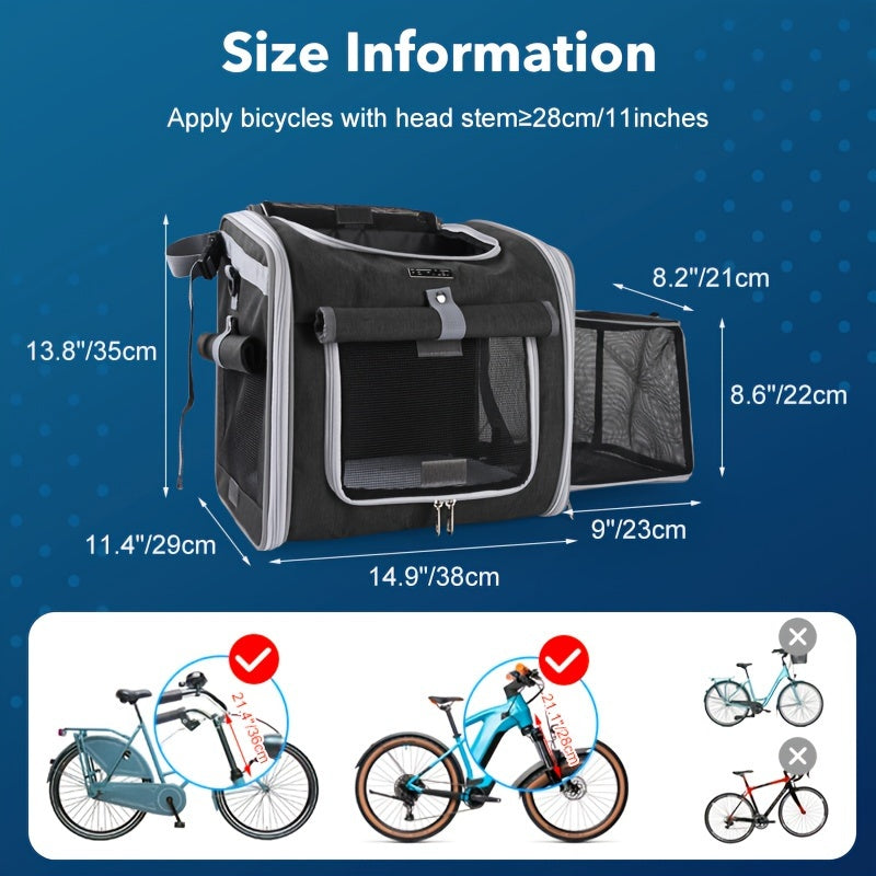 PawRide Fietsmand – Uitbreidbare Draagmand voor Huisdieren tot 8 kg