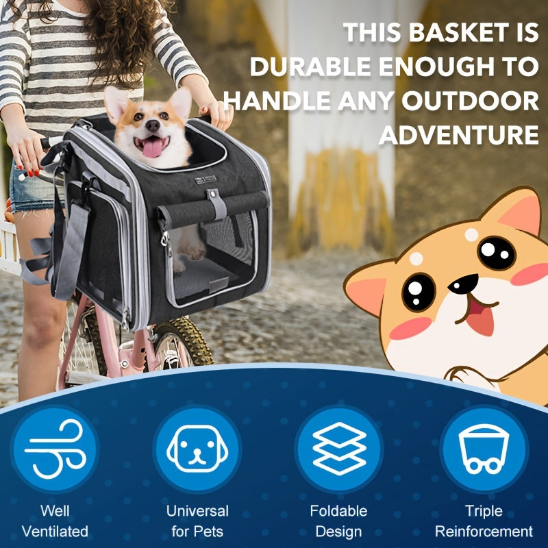 PawRide Fietsmand – Uitbreidbare Draagmand voor Huisdieren tot 8 kg