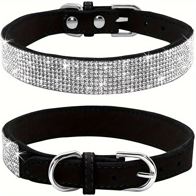 ShineCollar Leren Hondenhalsband – Stevig, Verstelbaar & Stijlvol met Strass