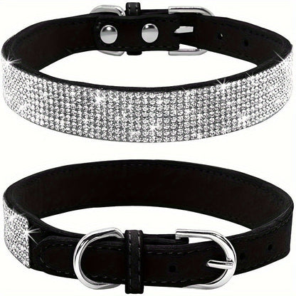 ShineCollar Leren Hondenhalsband – Stevig, Verstelbaar & Stijlvol met Strass