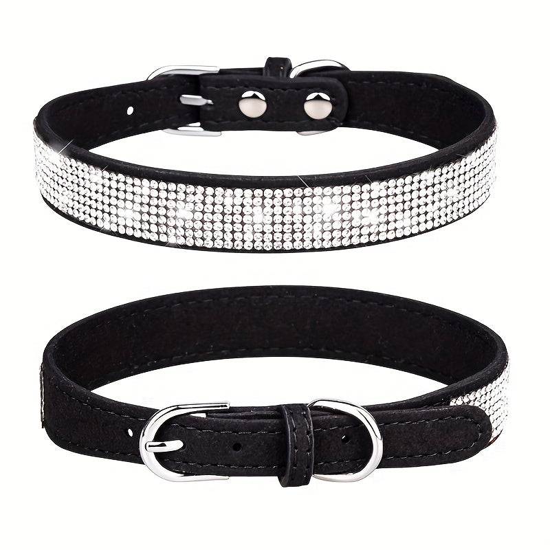 ShineCollar Leren Hondenhalsband – Stevig, Verstelbaar & Stijlvol met Strass